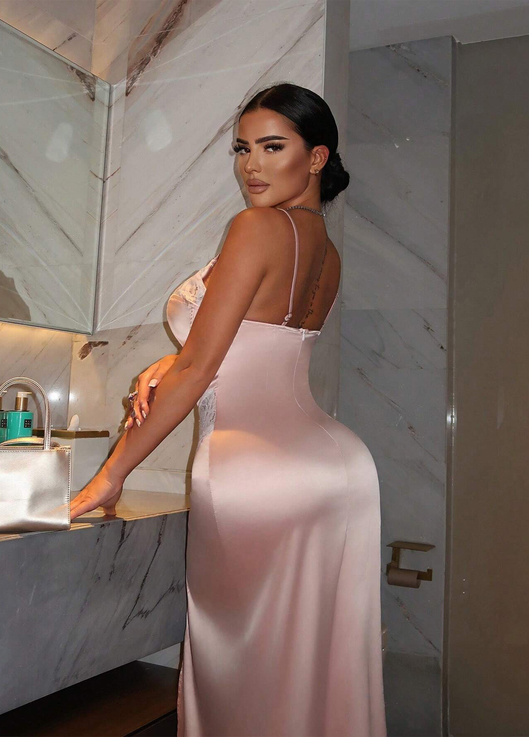 Блідо-рожева вечірня, кежуал сукня сукня-комбінація SHEIN однотонна