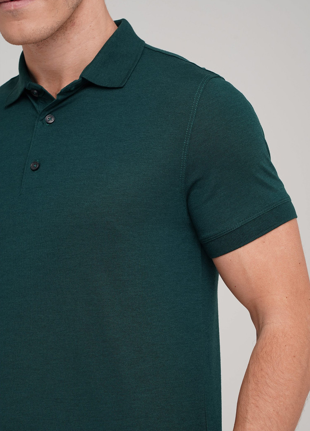 Темно-зеленая футболка-поло для мужчин Trend Collection однотонная