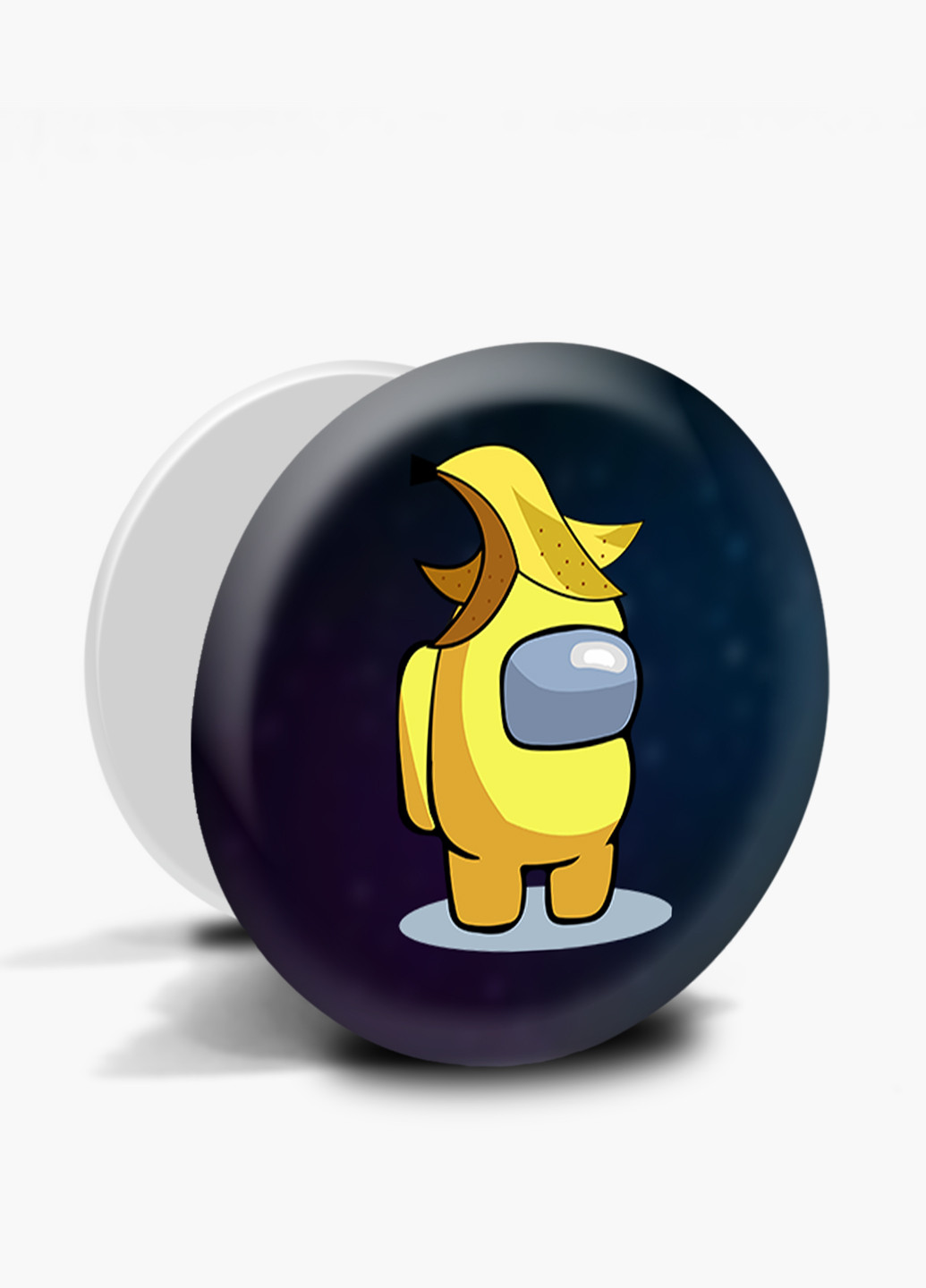 Попсокет (Popsockets) тримач для смартфону Амонг Ас Жовтий (Among Us Yellow) (8754-2416) Чорний MobiPrint (216836498)