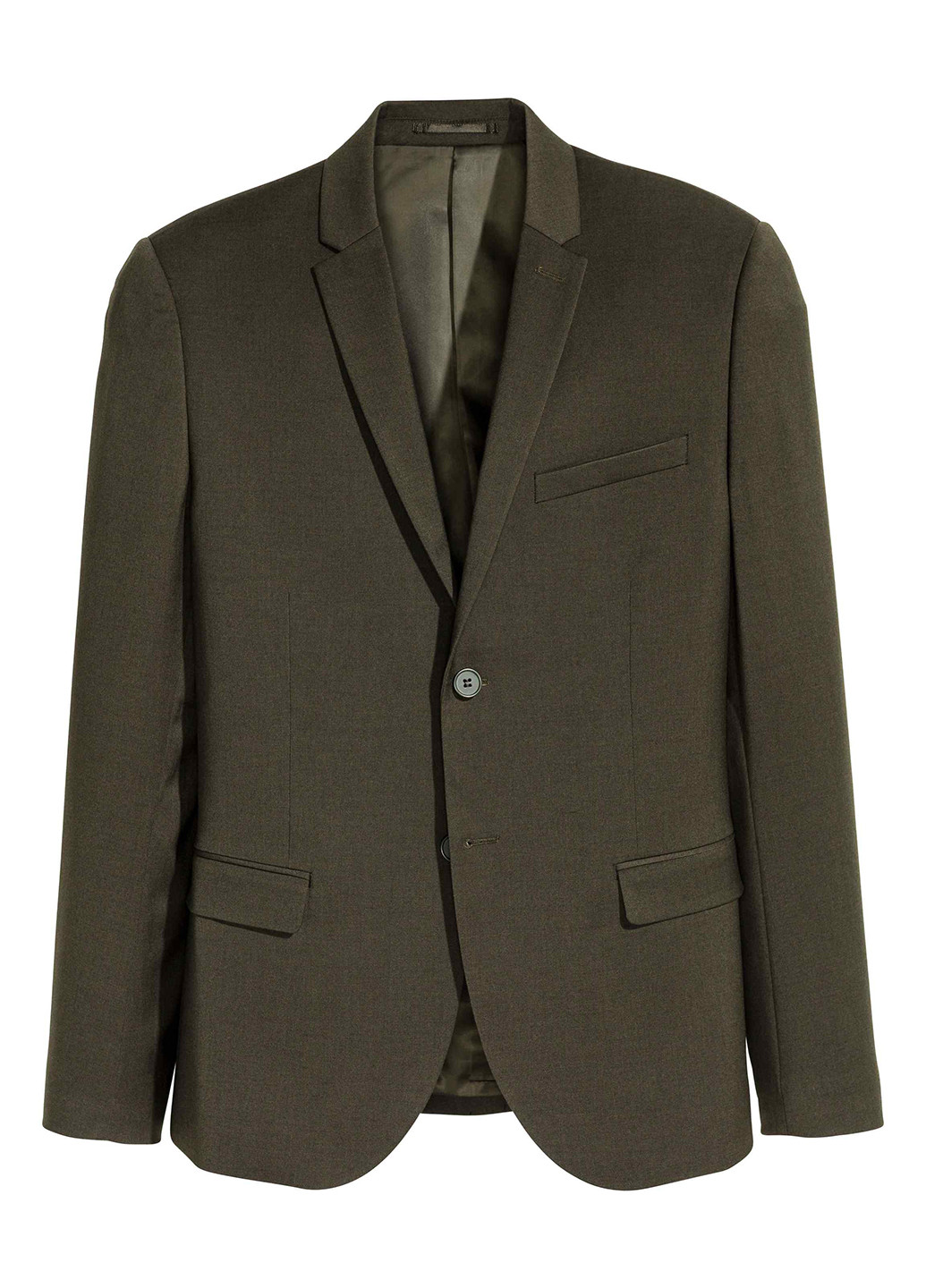 Пиджак H&M с длинным рукавом оливково-зеленый деловой