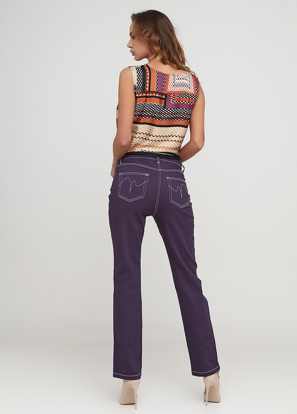 Джинси Ashley Brooke прямі однотонні фіолетові джинсові бавовна