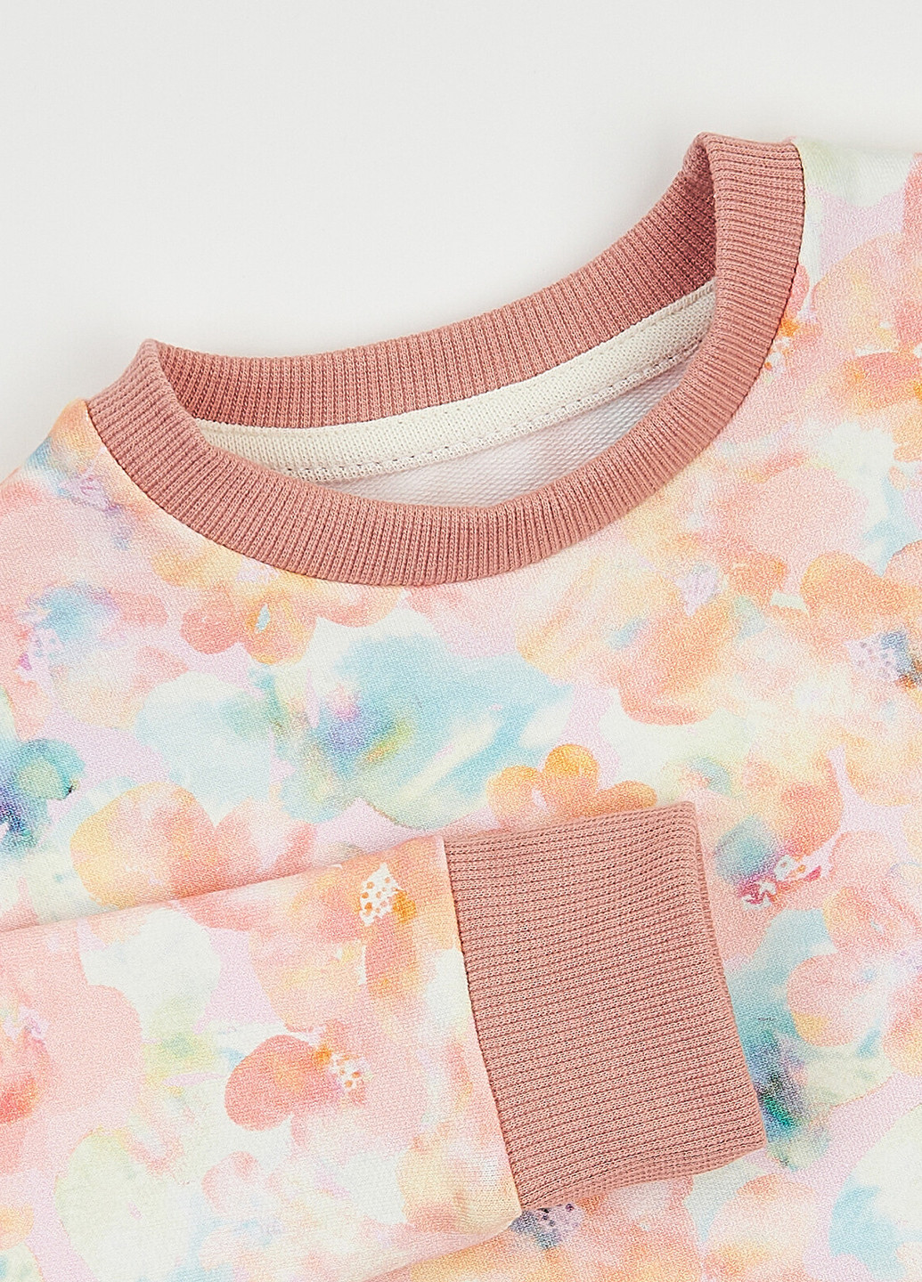 ArDoMi свитшот цветочный светло-розовый кэжуал хлопок, двунитка