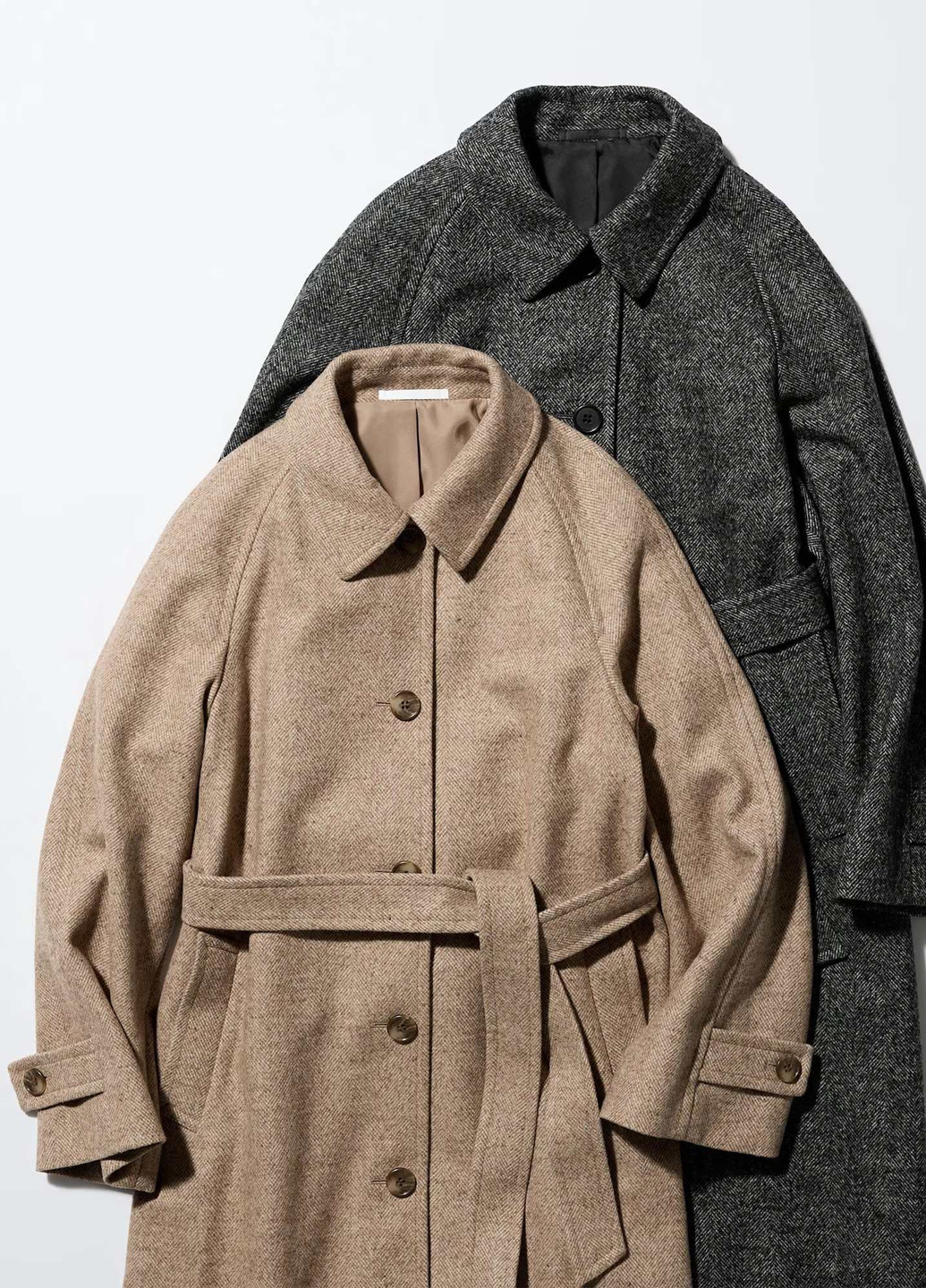 Серое демисезонное Пальто однобортное Uniqlo