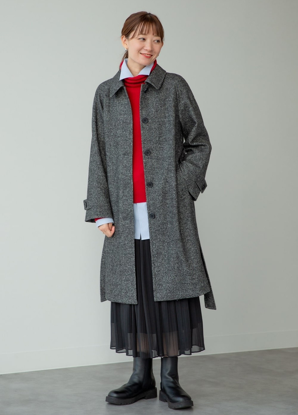 Серое демисезонное Пальто однобортное Uniqlo