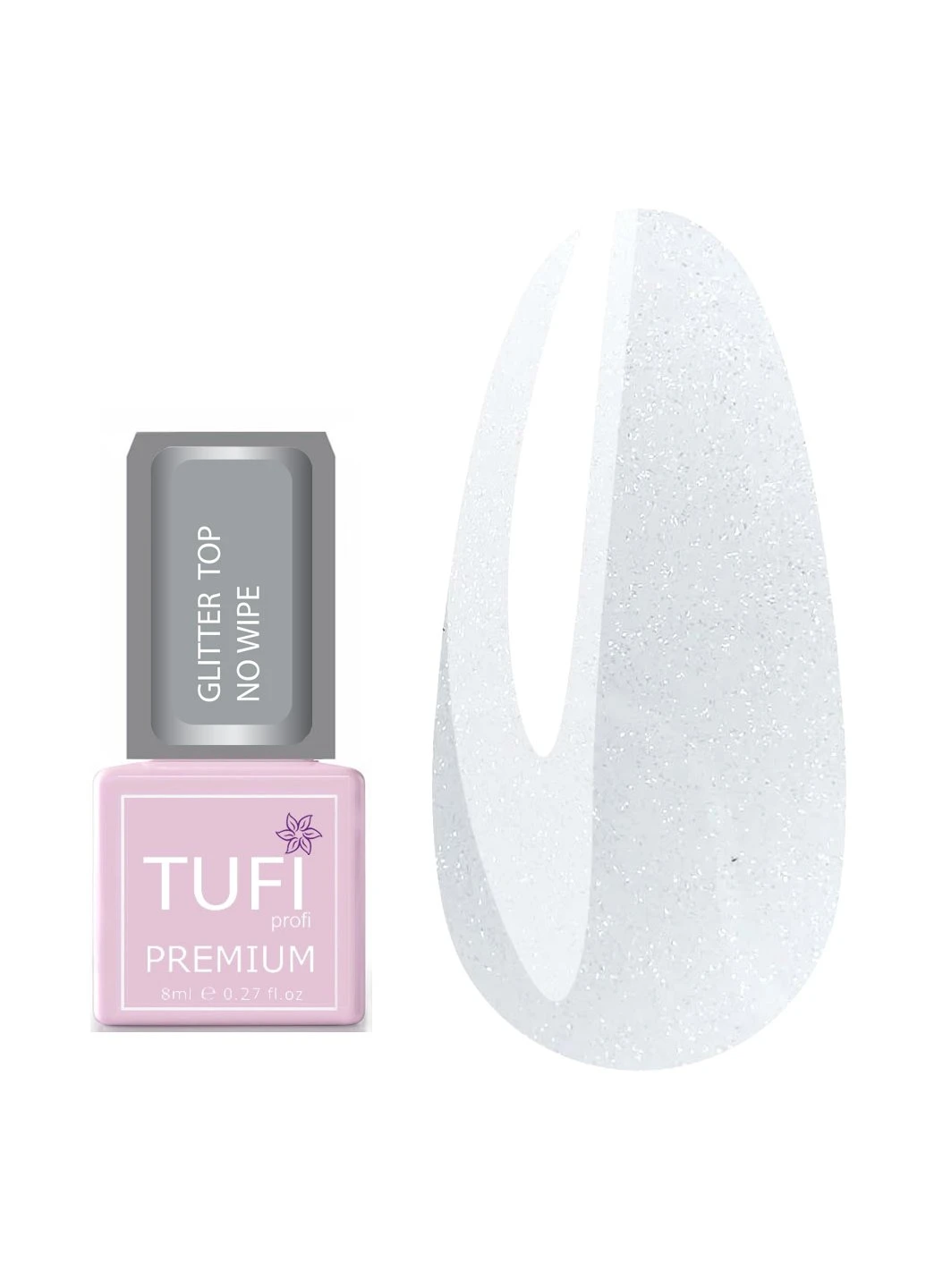 Glitter Top No Wipe Premium топ без липкого слоя с микроблеском 8 мл Tufi Profi 0 (239833629)