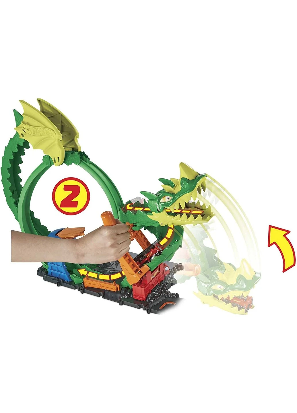 Ігровий набір Трек Hot Wheels City Dragon Drive Firefight Атака вогняного дракона (HDP03) Mattel (255665084)
