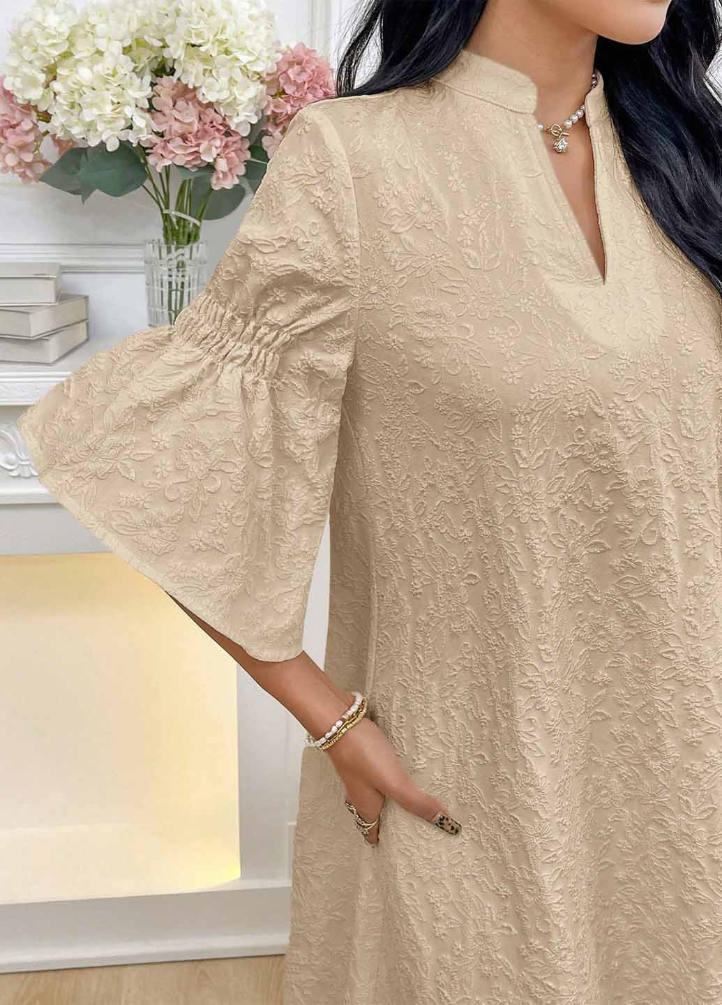 Кремовое вечернее платье а-силуэт SHEIN однотонное