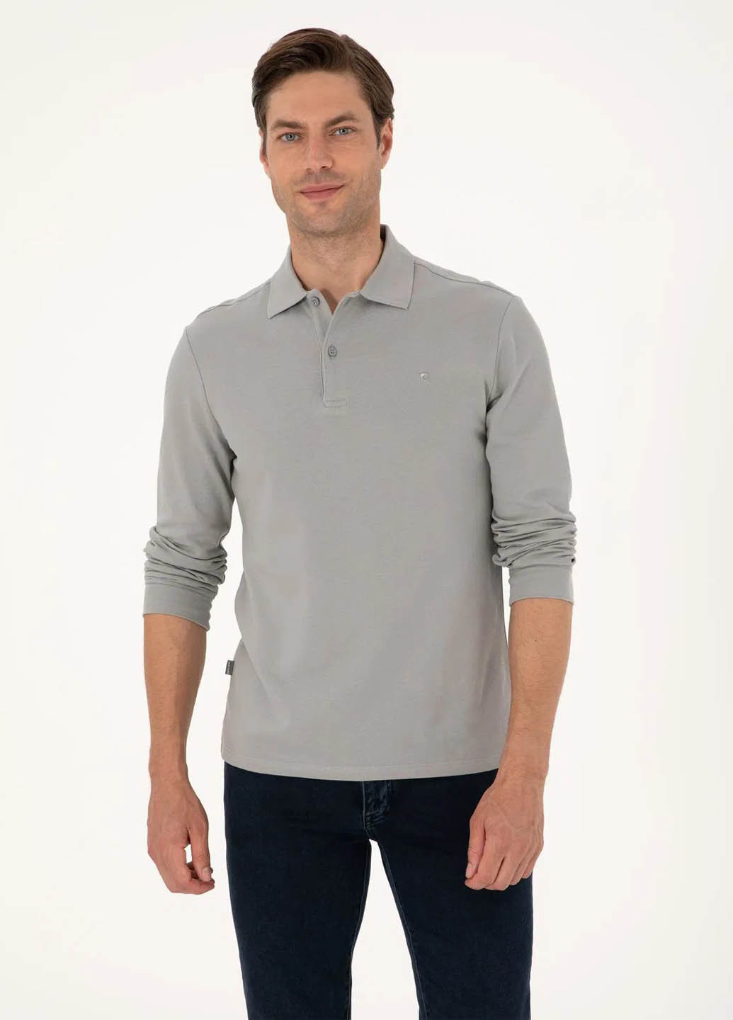 Серая футболка-поло для мужчин Pierre Cardin однотонная