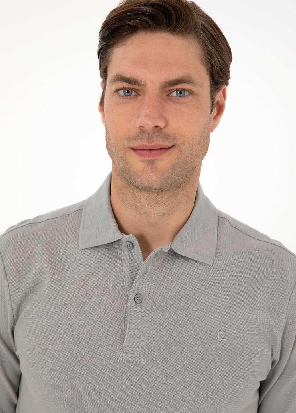 Серая футболка-поло для мужчин Pierre Cardin однотонная