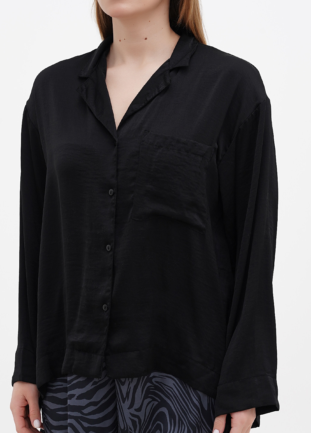 Черная домашний рубашка однотонная H&M