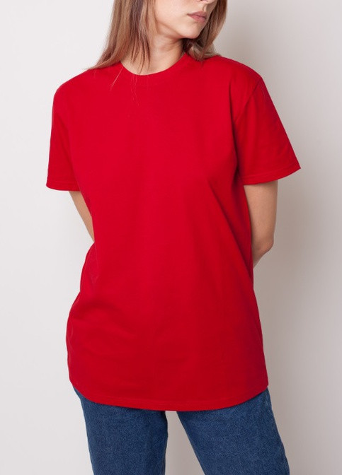 Красная летняя футболка однотонная хлопковая стандарт Габби