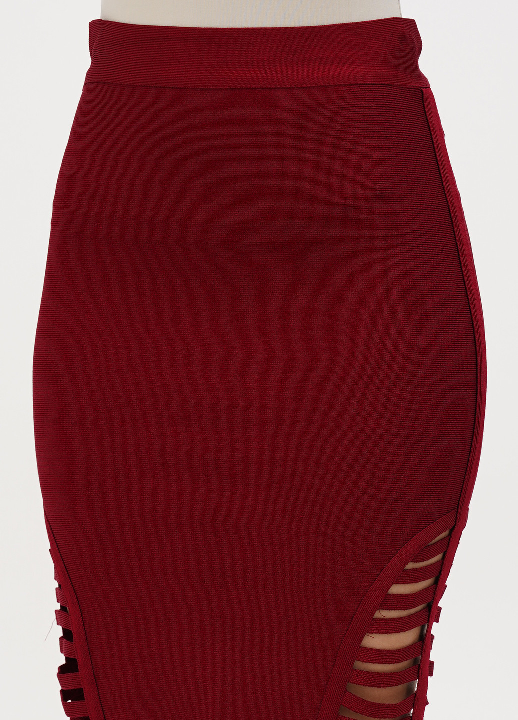 Бордовая кэжуал однотонная юбка Sassofono карандаш