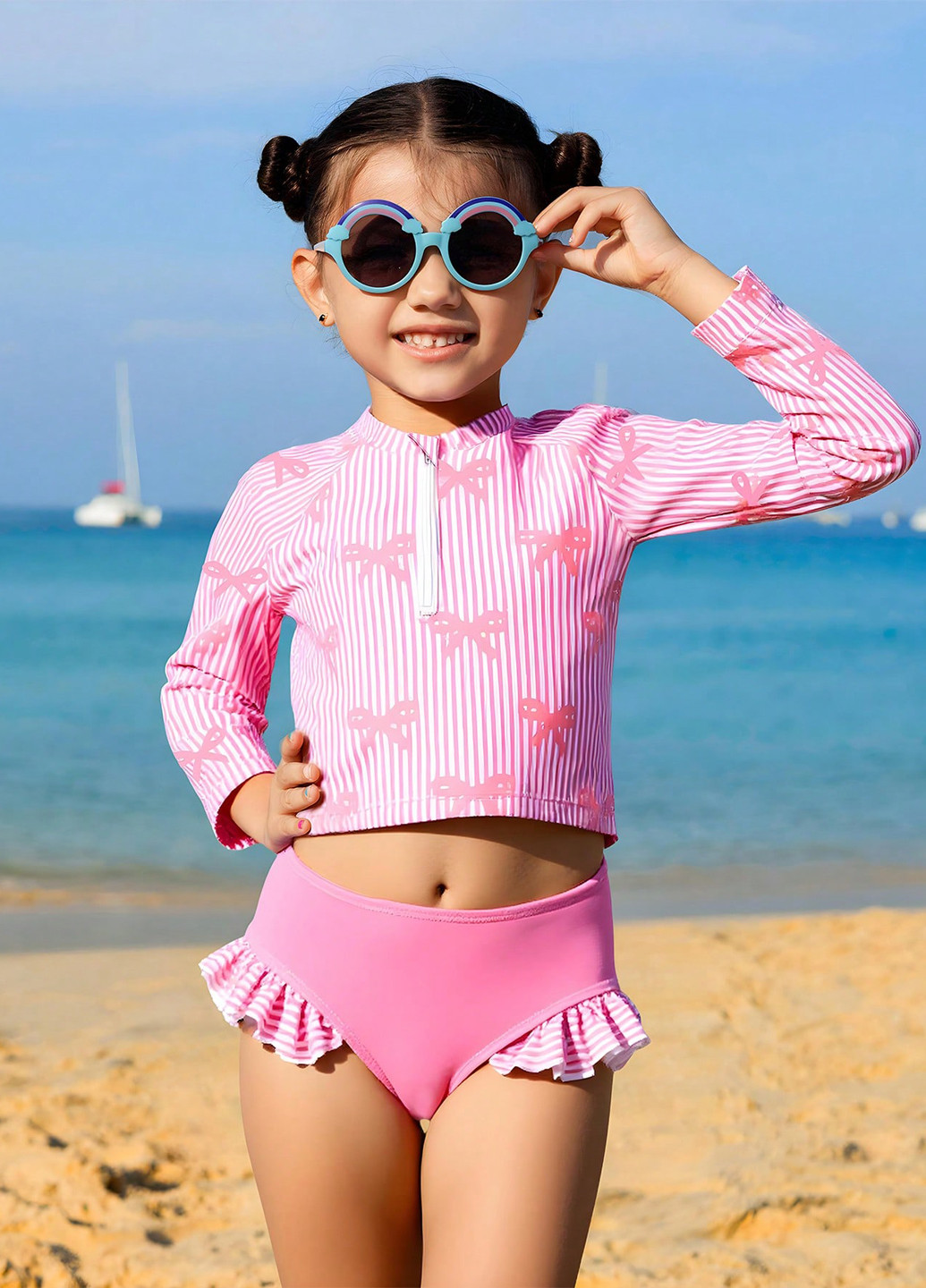 Рожевий літній купальник (ліф, трусики) топ, роздільний SHEIN