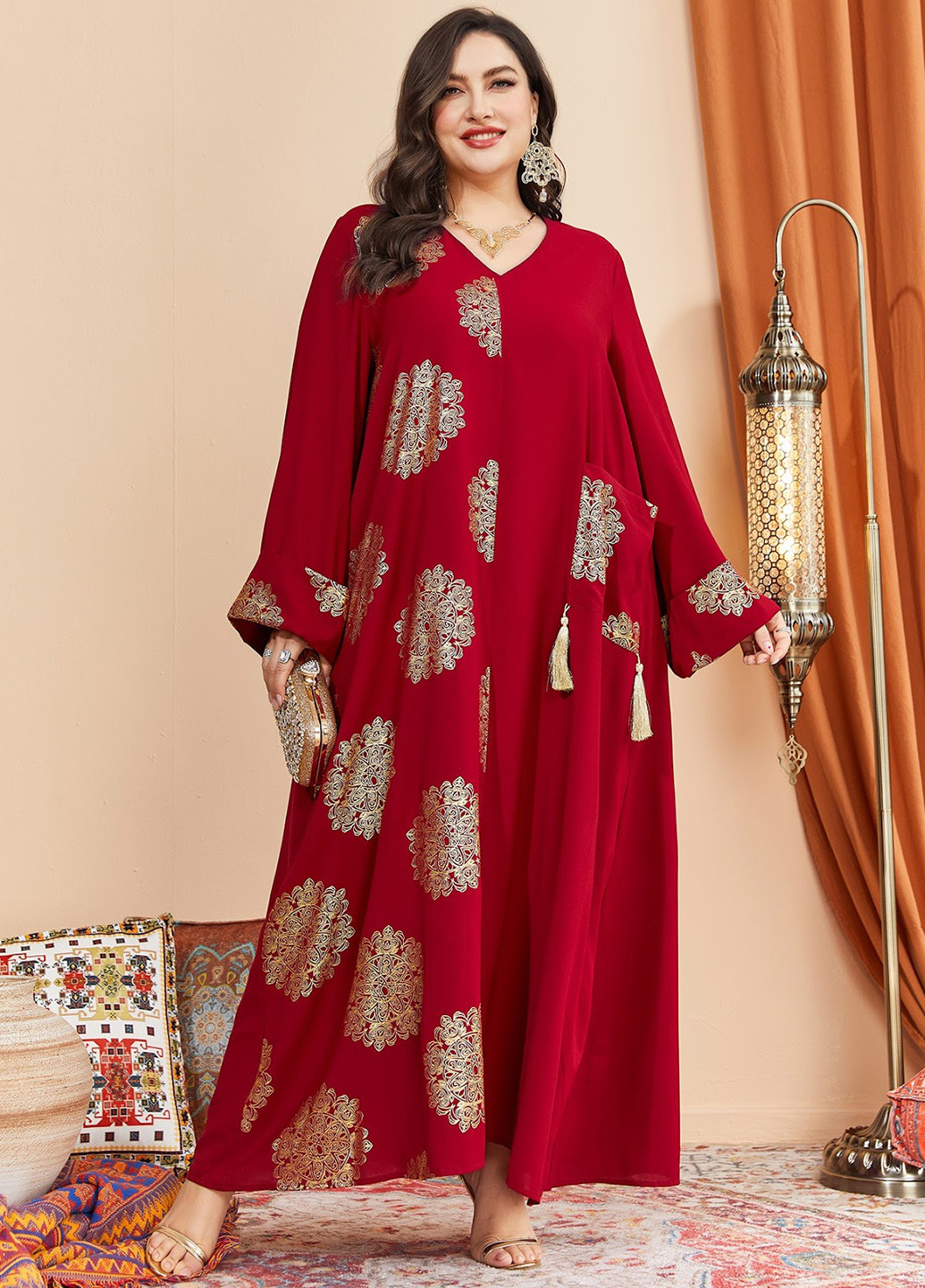 Красное кэжуал платье оверсайз SHEIN мандала