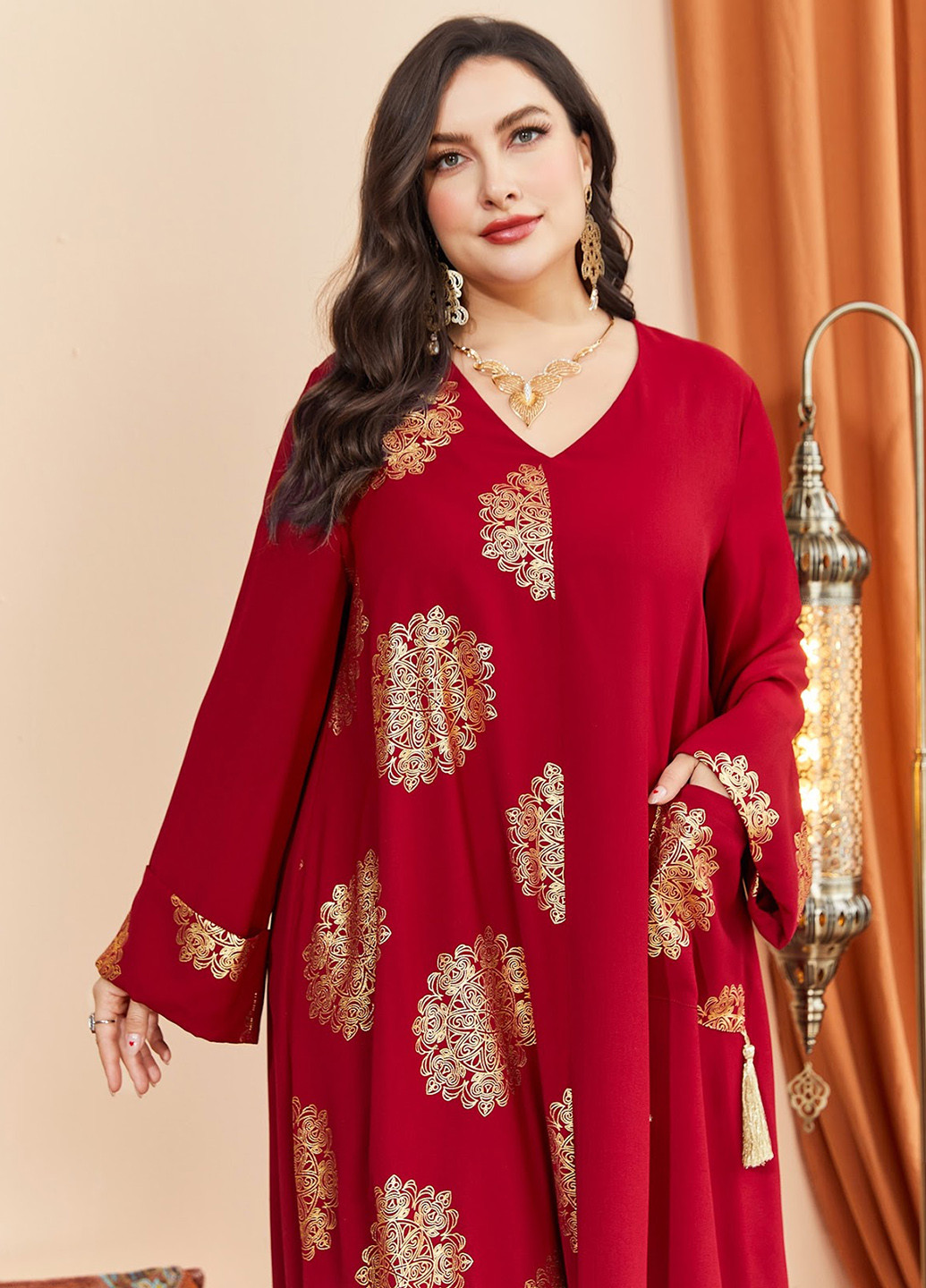 Красное кэжуал платье оверсайз SHEIN мандала