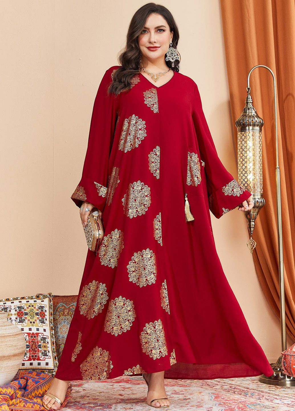 Красное кэжуал платье оверсайз SHEIN мандала