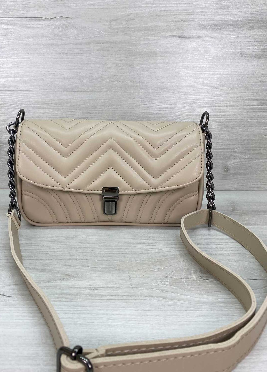 Сумка женская кросс боди экокожа стеганая (wel-64509) Бежевая WeLassie (253982749)