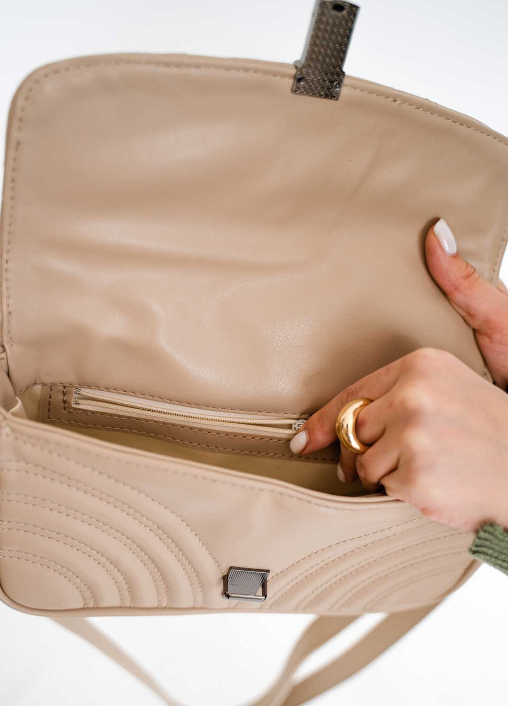 Сумка женская кросс боди экокожа стеганая (wel-64509) Бежевая WeLassie (253982749)