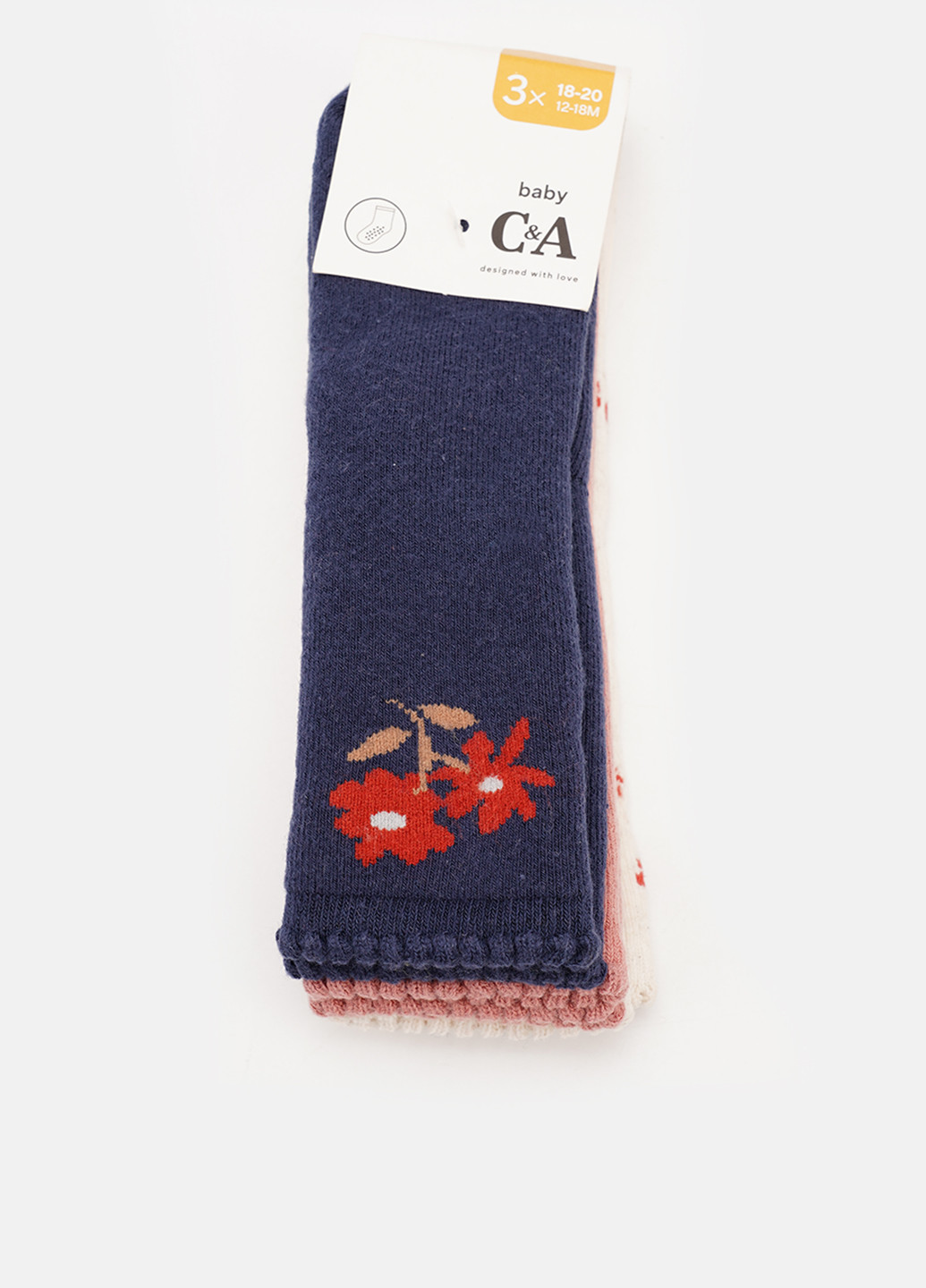 Комбинированные носки (3 пары) C&A цветочные (334161721)