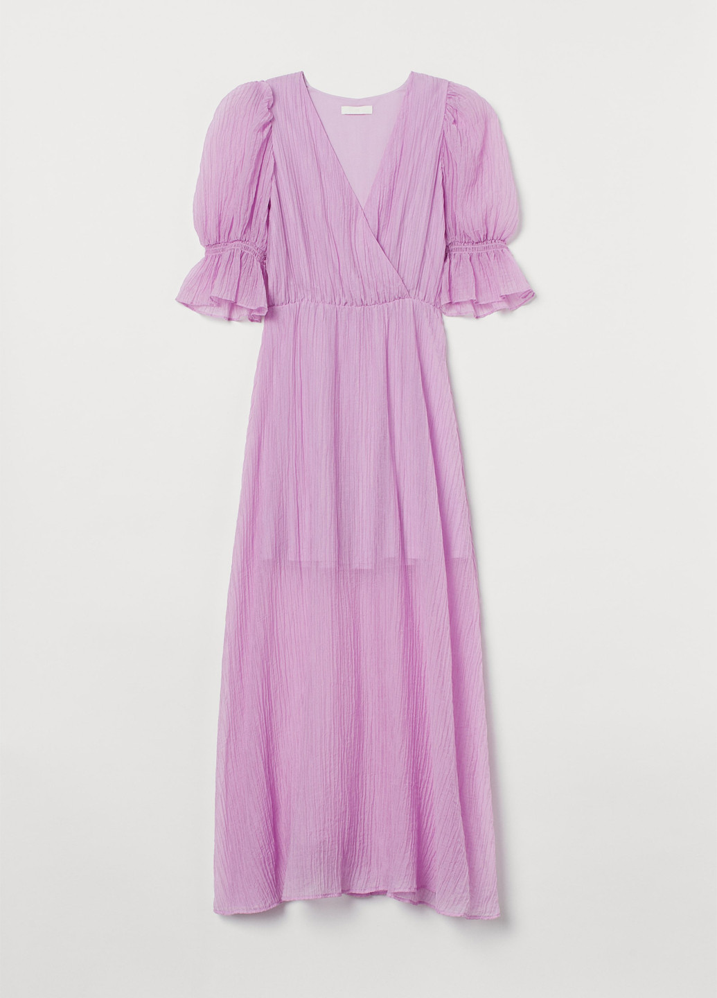 Сиреневое кэжуал платье в стиле ампир, на запах, клеш H&M однотонное