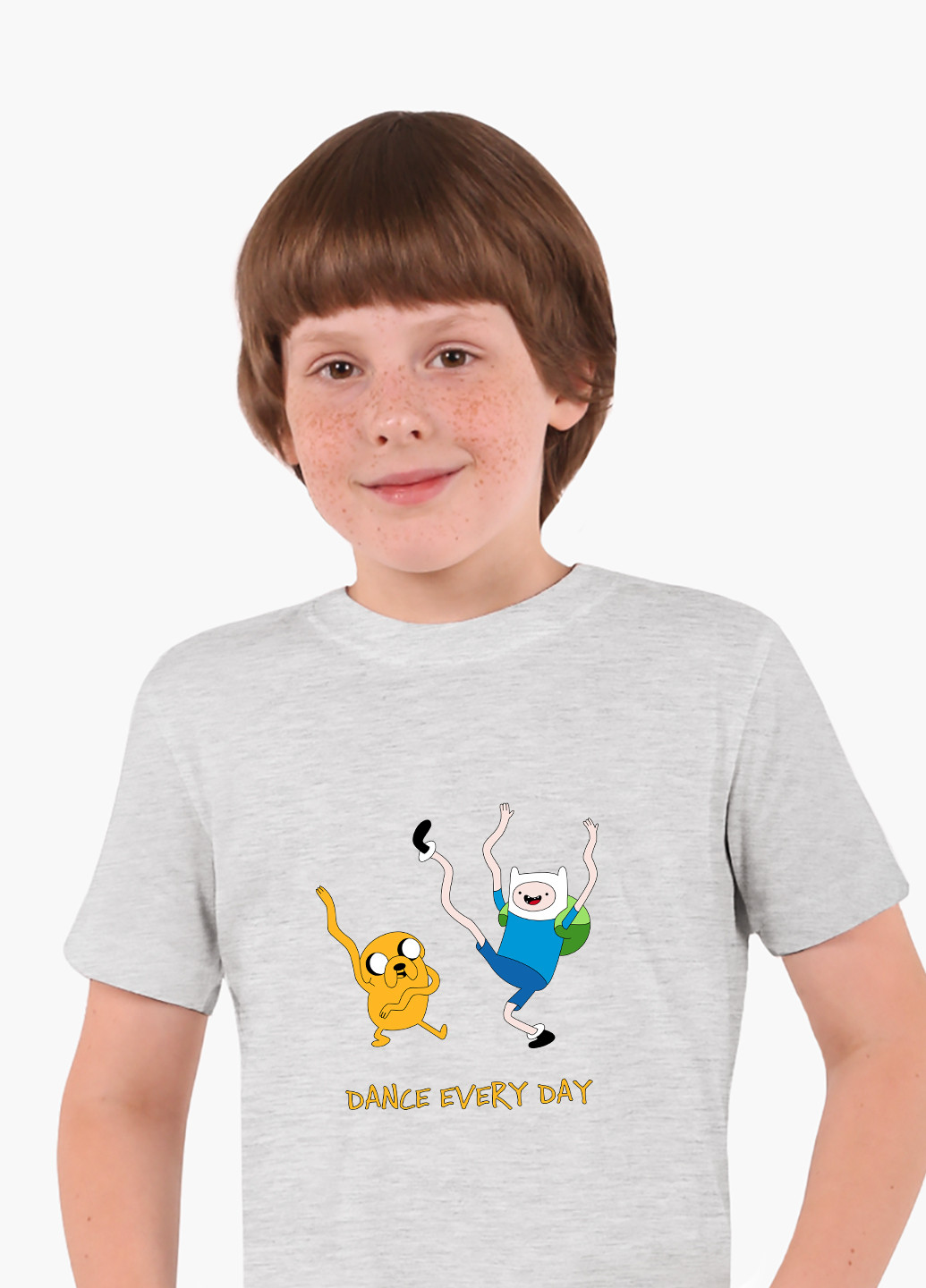 Світло-сіра демісезонна футболка дитяча фінн і джейк пес час пригод (adventure time) (9224-1580) MobiPrint