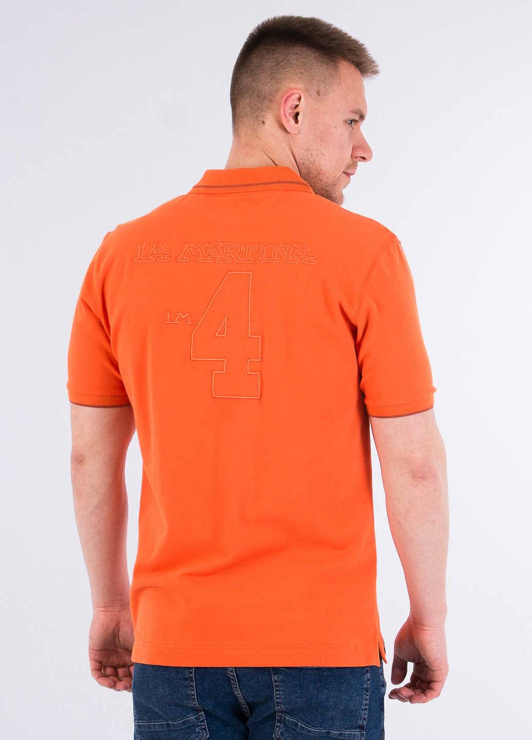 Оранжевая футболка-поло для мужчин La Martina однотонная
