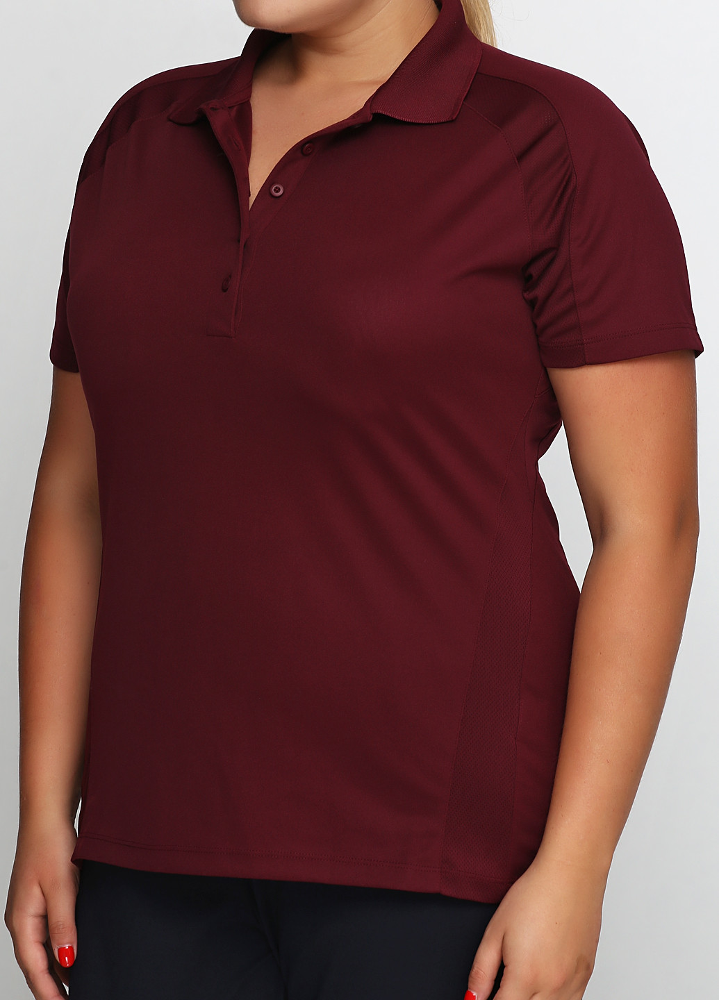 Бордовая женская футболка-поло SPORT TEK однотонная