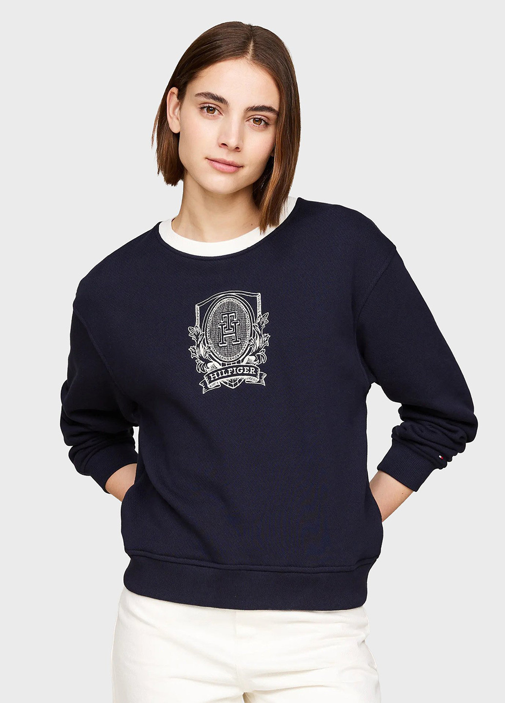 Синий свитшот Tommy Hilfiger рисунок без декора (315010198)