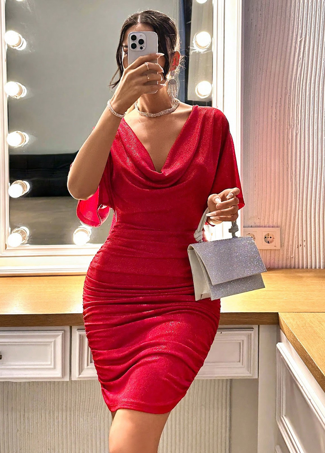 Червона кежуал сукня SHEIN однотонна