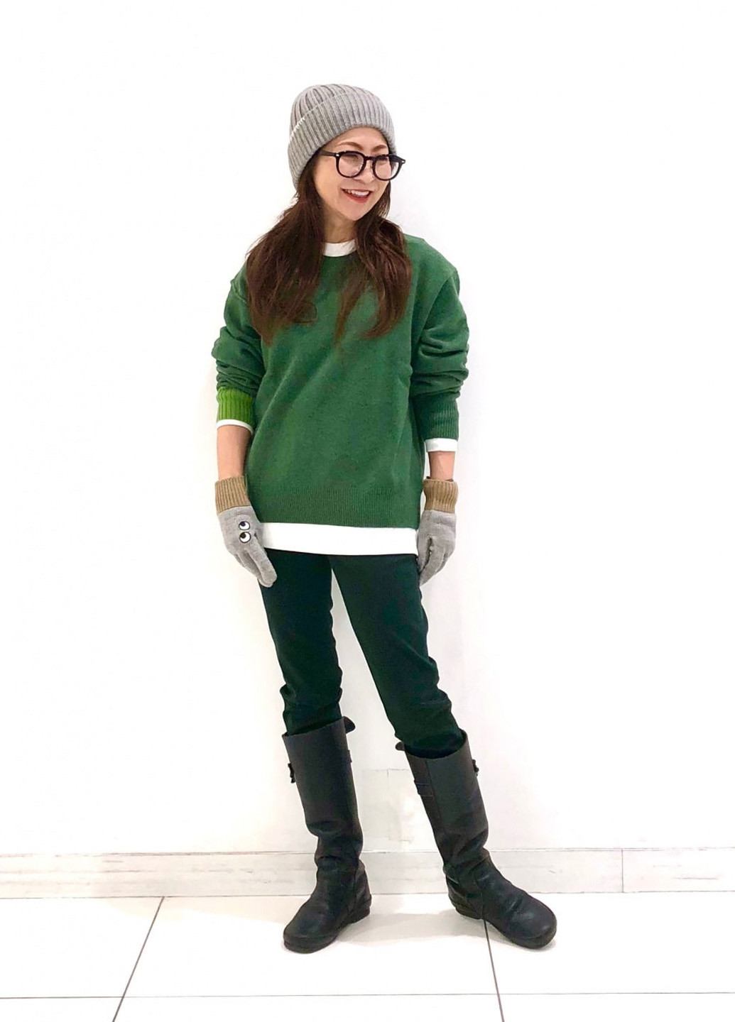 Темно-зеленые демисезонные джеггинсы Uniqlo