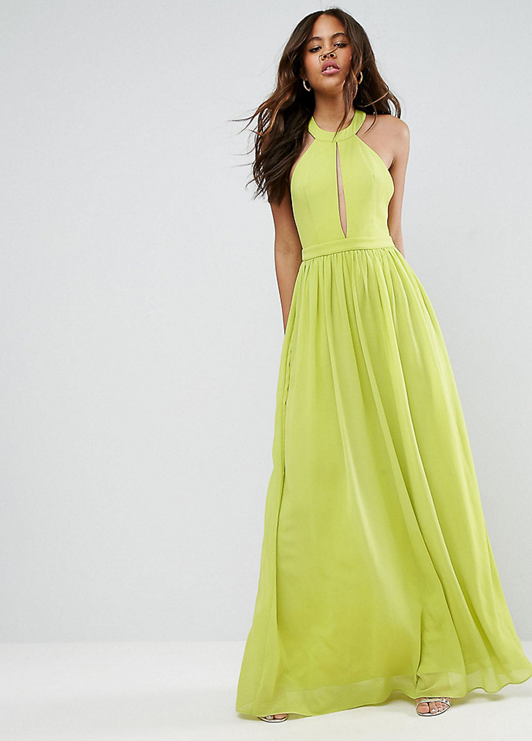 Зелена вечірня плаття, сукня кльош True Decadence однотонна