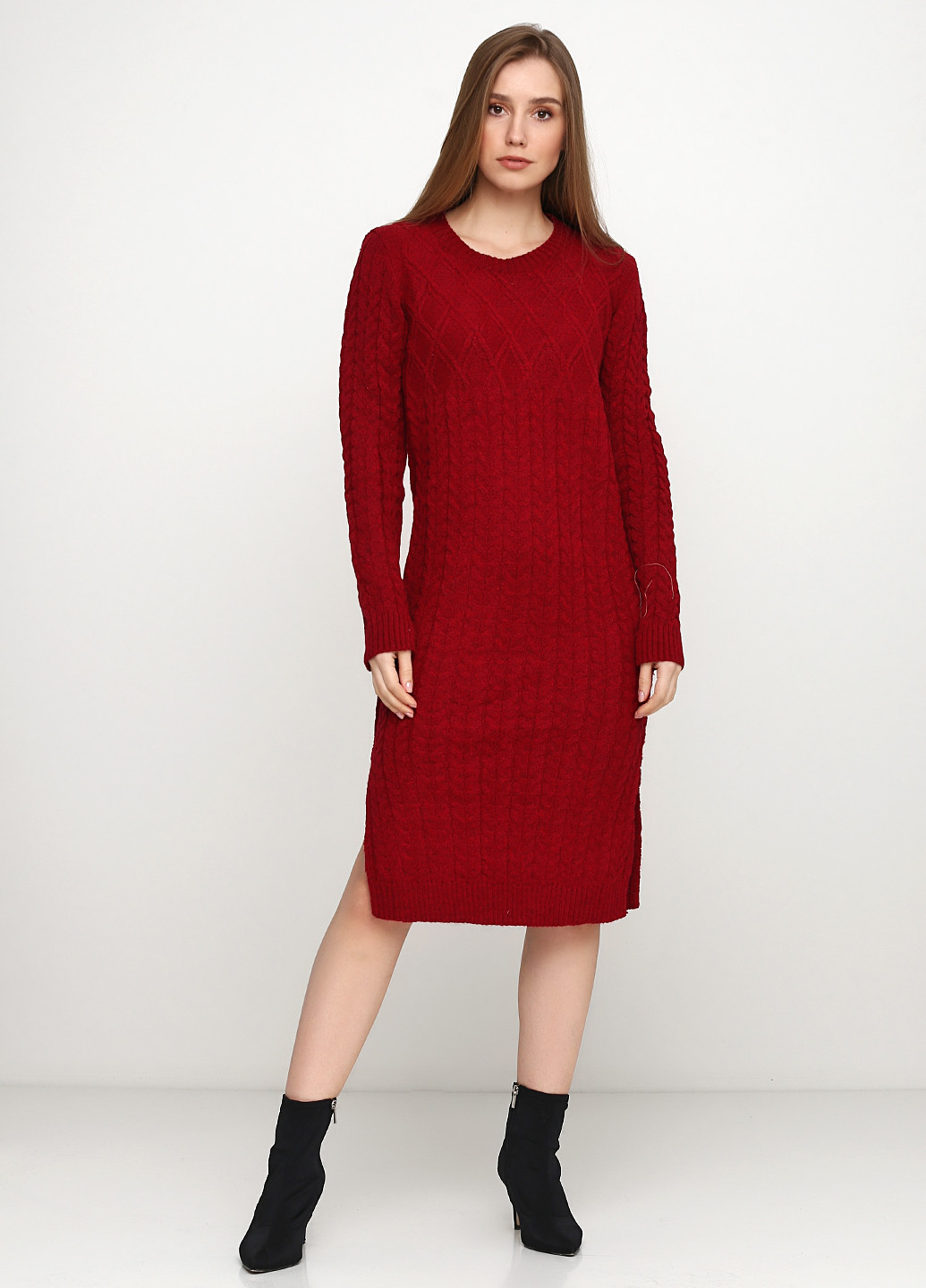 Темно-красное кэжуал платье Moda in Italy однотонное