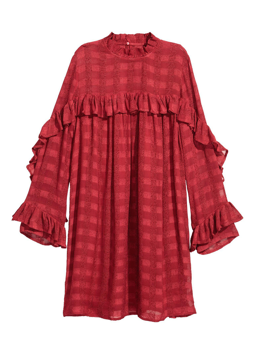 Красное кэжуал платье а-силуэт H&M в клетку