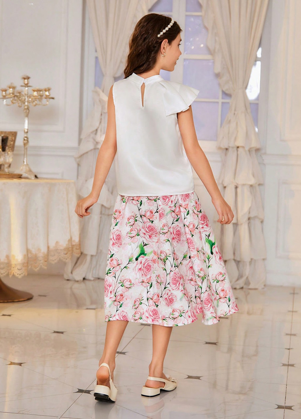 Белый летний костюм (топ, юбка) SHEIN