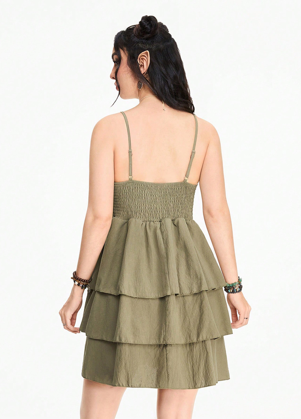 Оливкова (хакі) кежуал сукня а-силует SHEIN однотонна