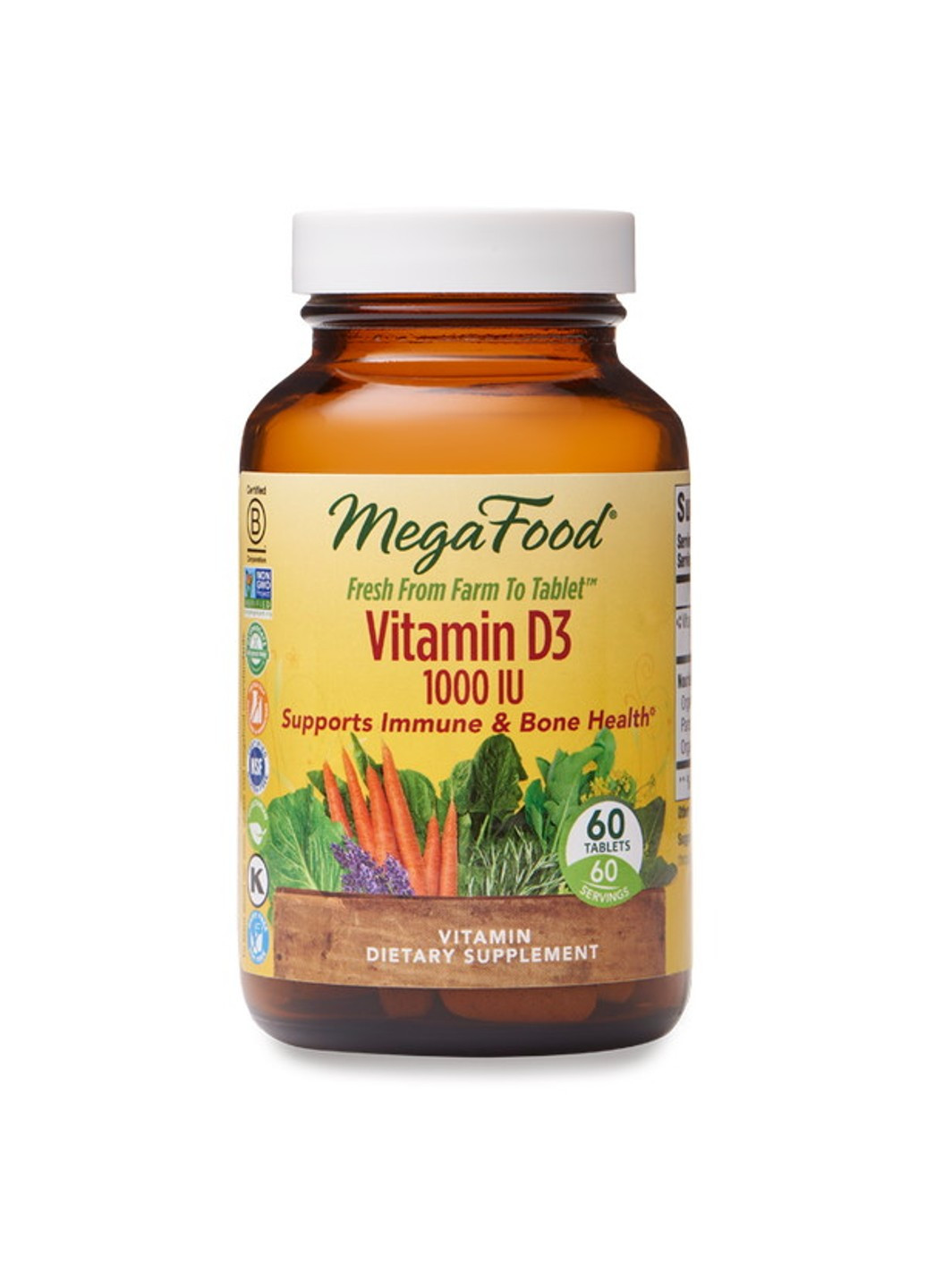 Вітамін D3 1000 IU, Vitamin D3,, 60 таблеток MegaFood (255408869)