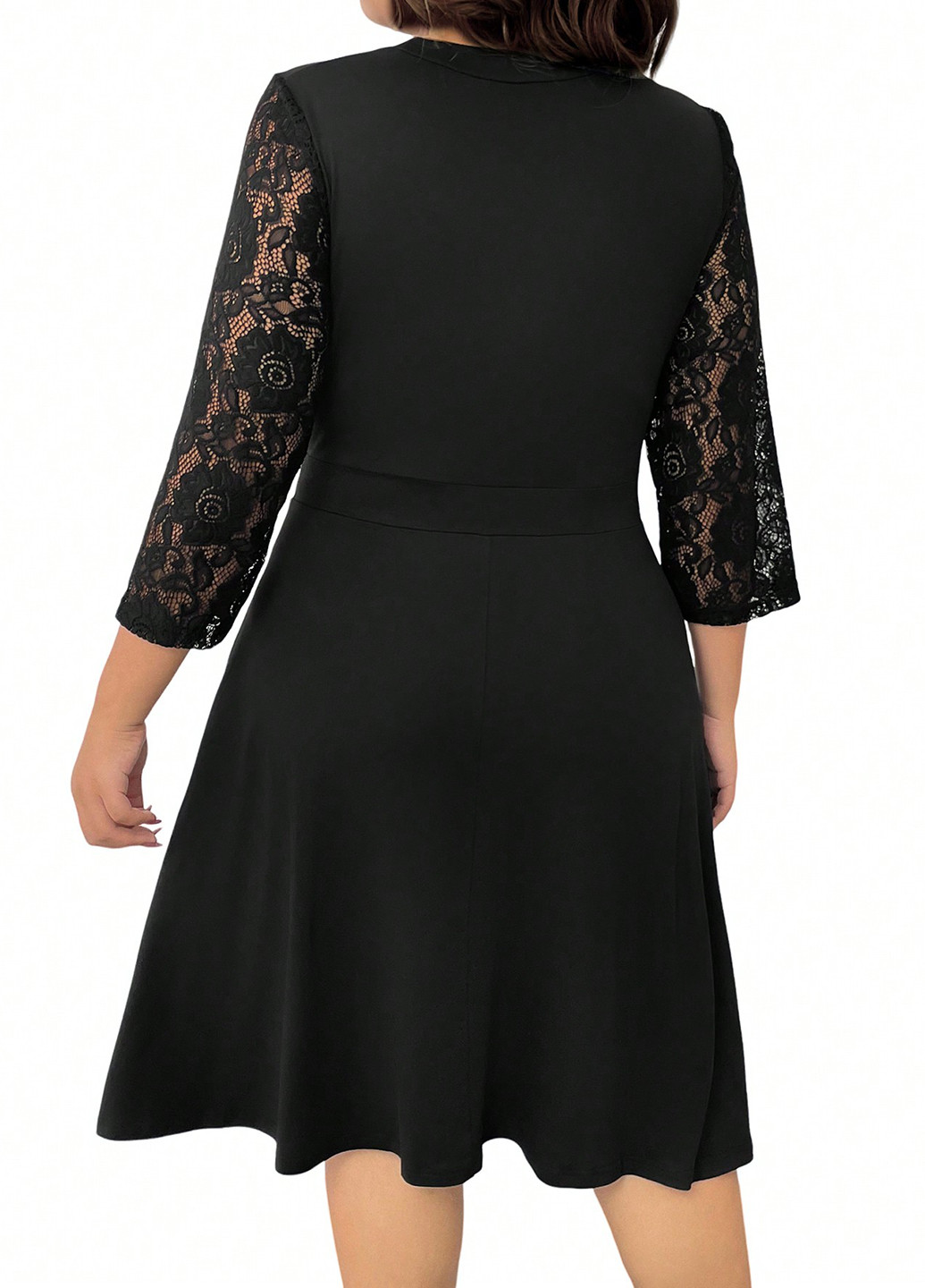 Чорна ділова, кежуал сукня кльош SHEIN однотонна