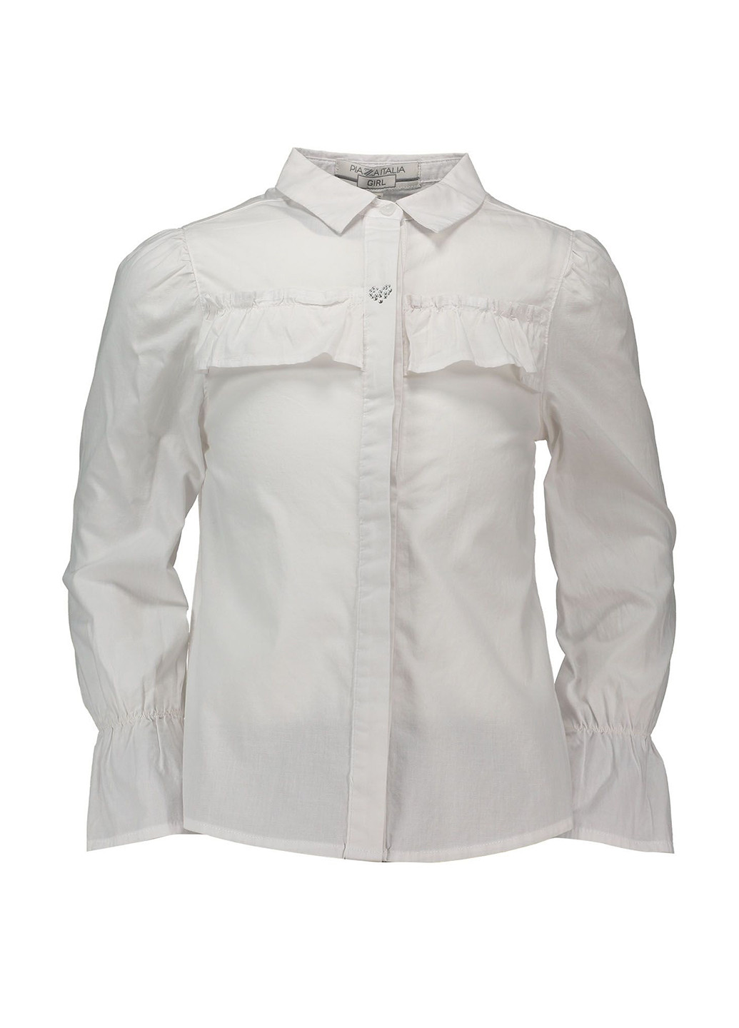 Белая кэжуал рубашка однотонная Piazza Italia с длинным рукавом