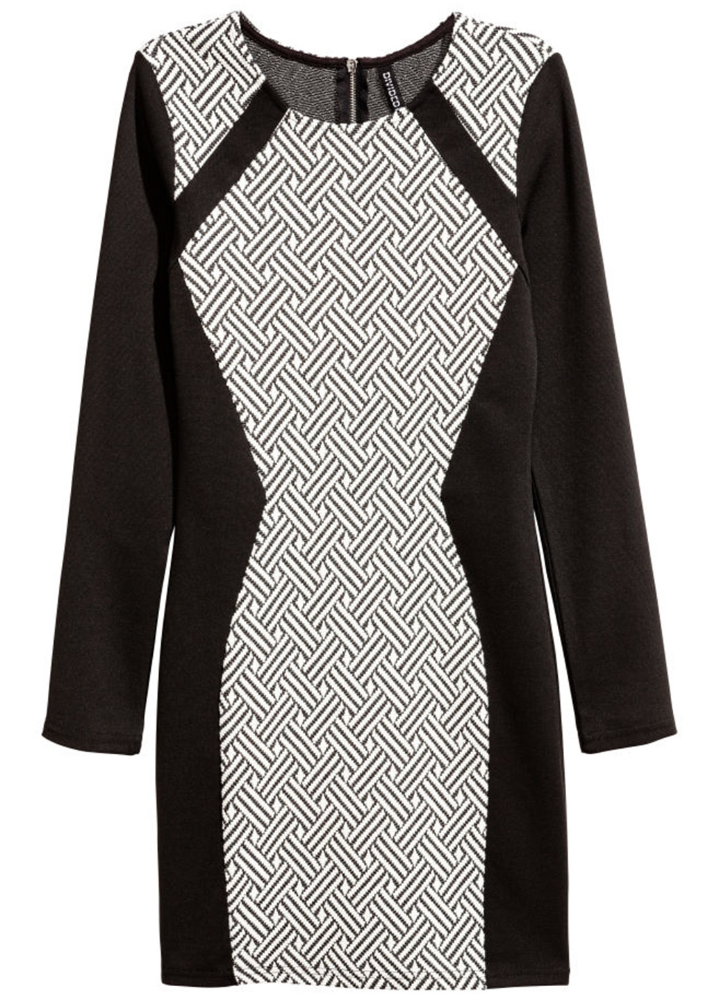 Черно-белое кэжуал платье футляр H&M с геометрическим узором