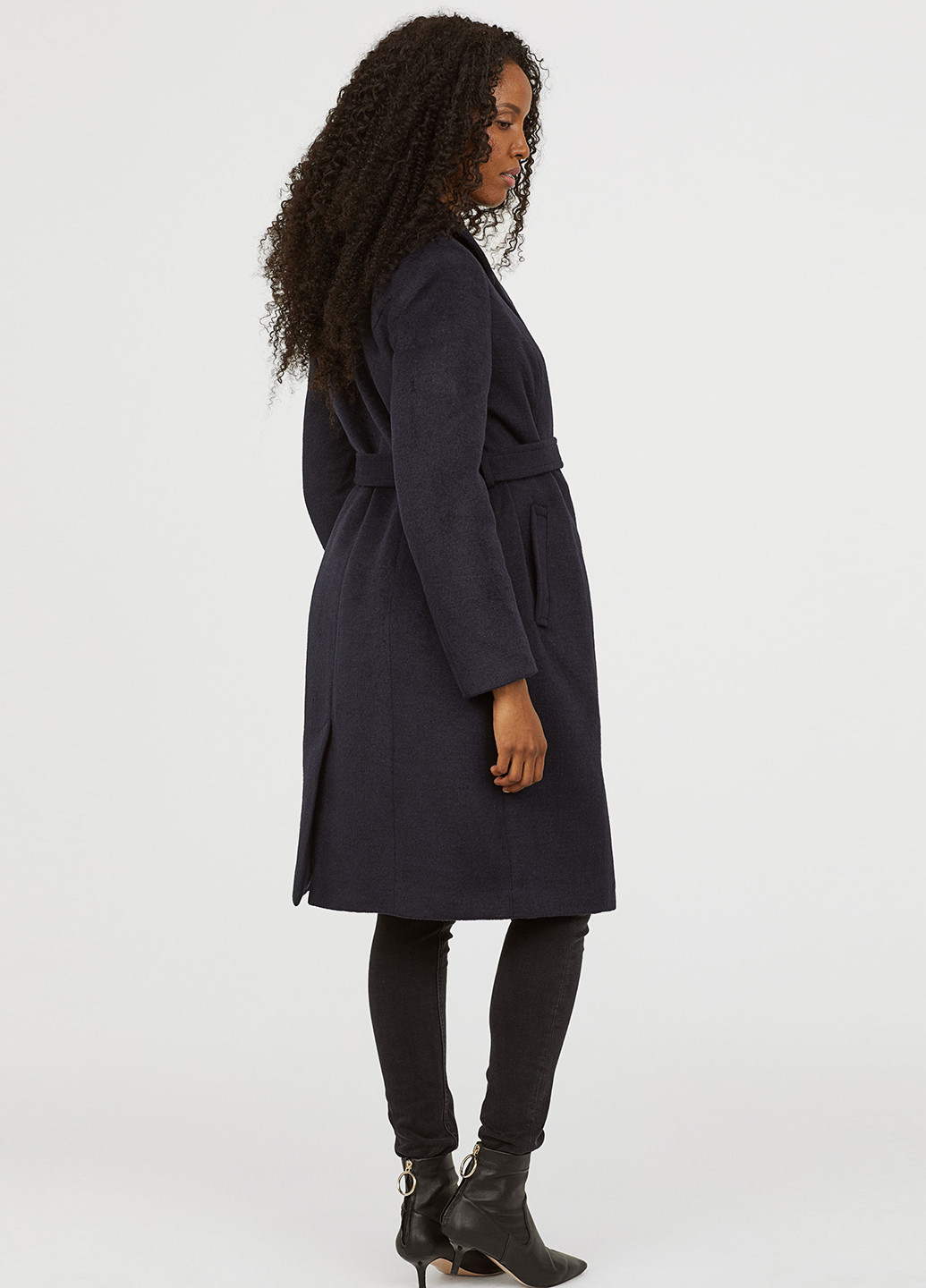 Темно-синее демисезонное Пальто для беременных двубортное H&M