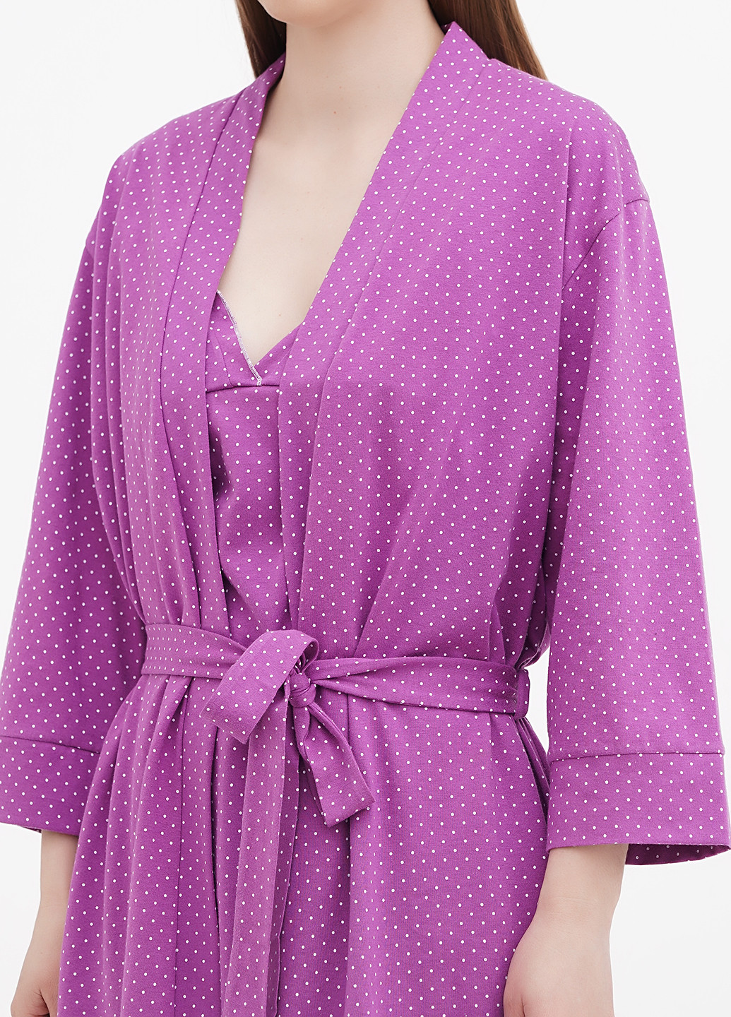 Сиреневый демисезонный комплект (ночная рубашка, халат) Aniele