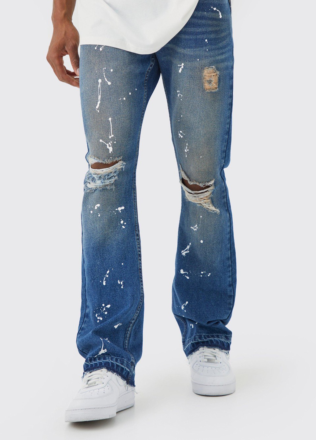 Голубые демисезонные прямые джинсы Boohoo