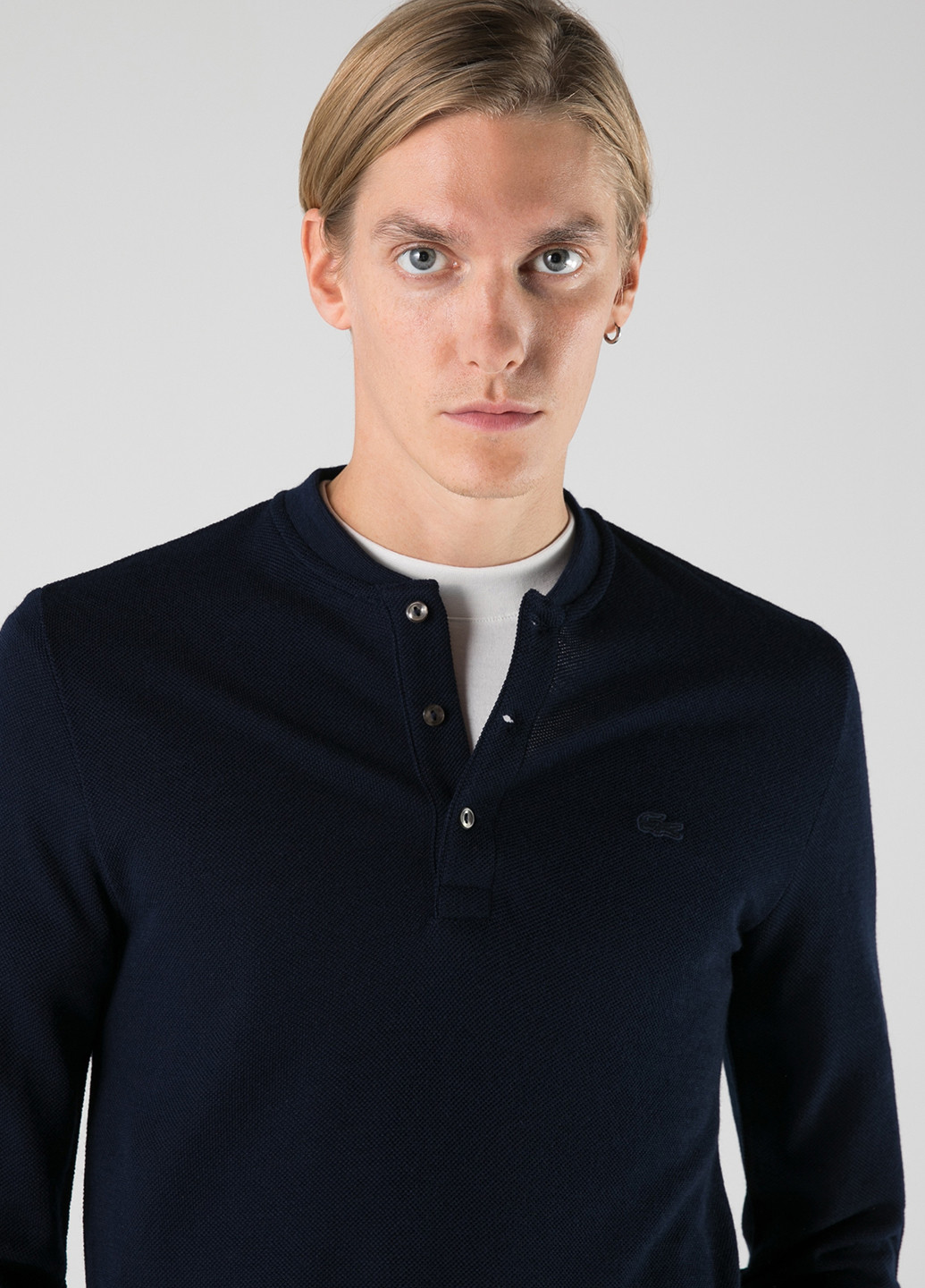 Темно-синяя футболка-поло для мужчин Lacoste однотонная