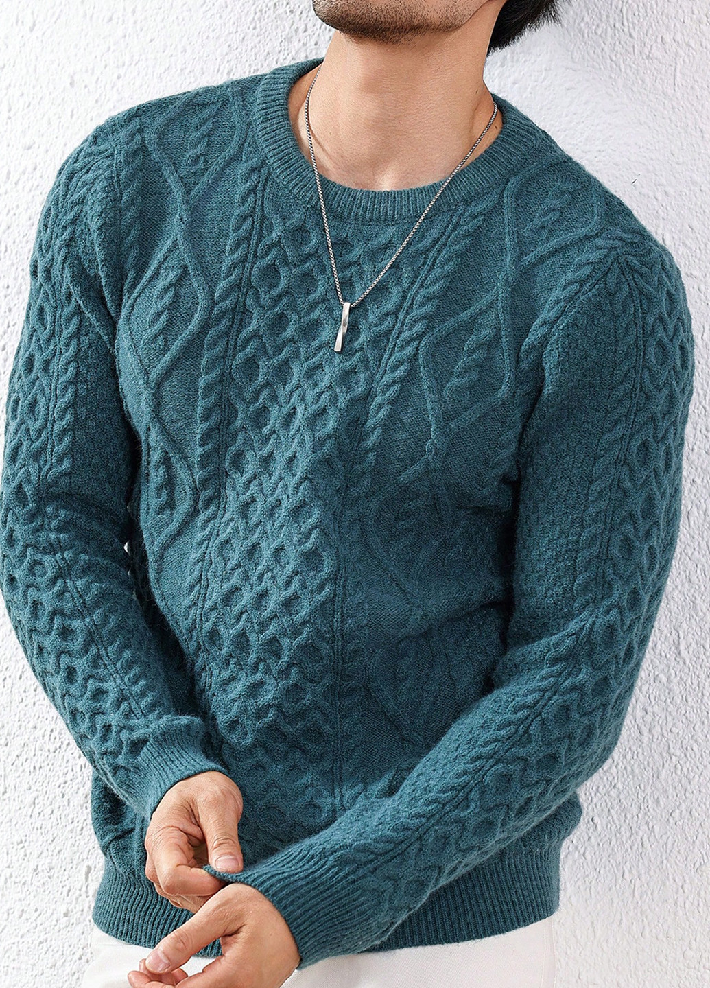 Темно-бирюзовый зимний джемпер джемпер SHEIN