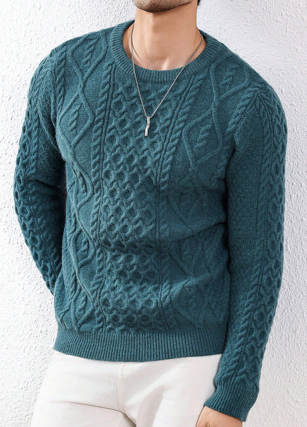 Темно-бирюзовый зимний джемпер джемпер SHEIN