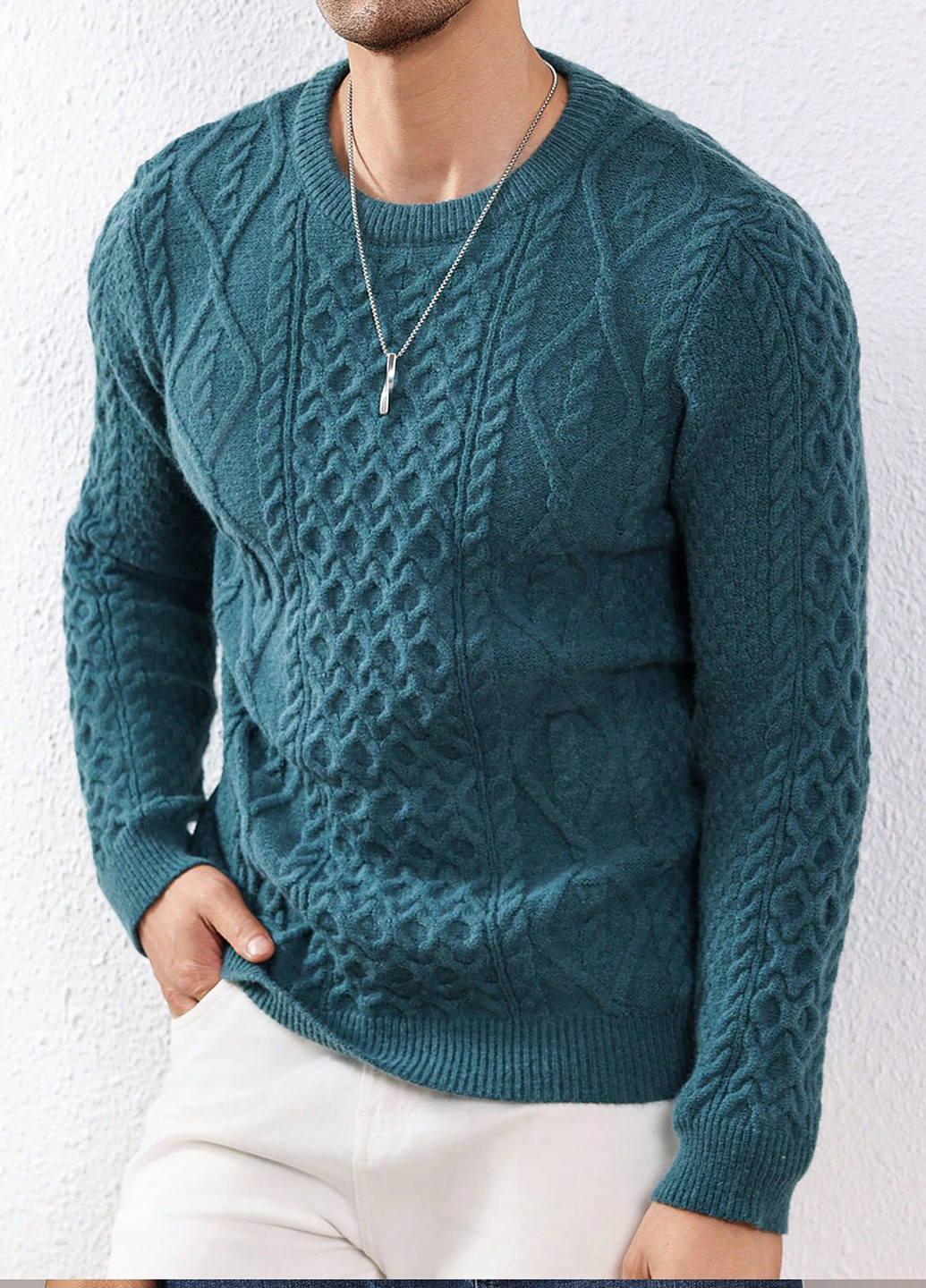 Темно-бирюзовый зимний джемпер джемпер SHEIN