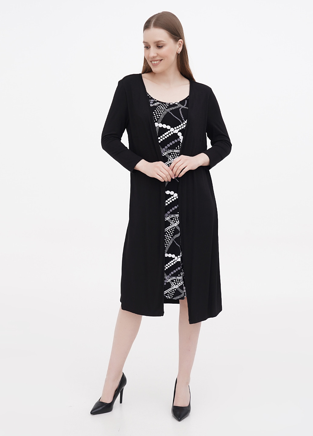 Черное кэжуал платье Choise с абстрактным узором