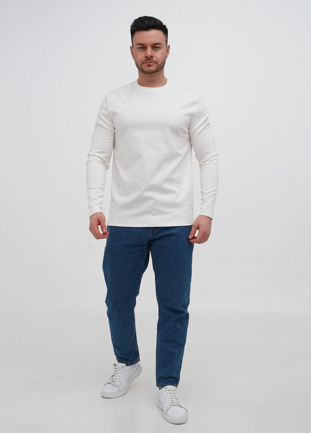 Белый демисезонный кэжуал лонгслив Trend Collection однотонный