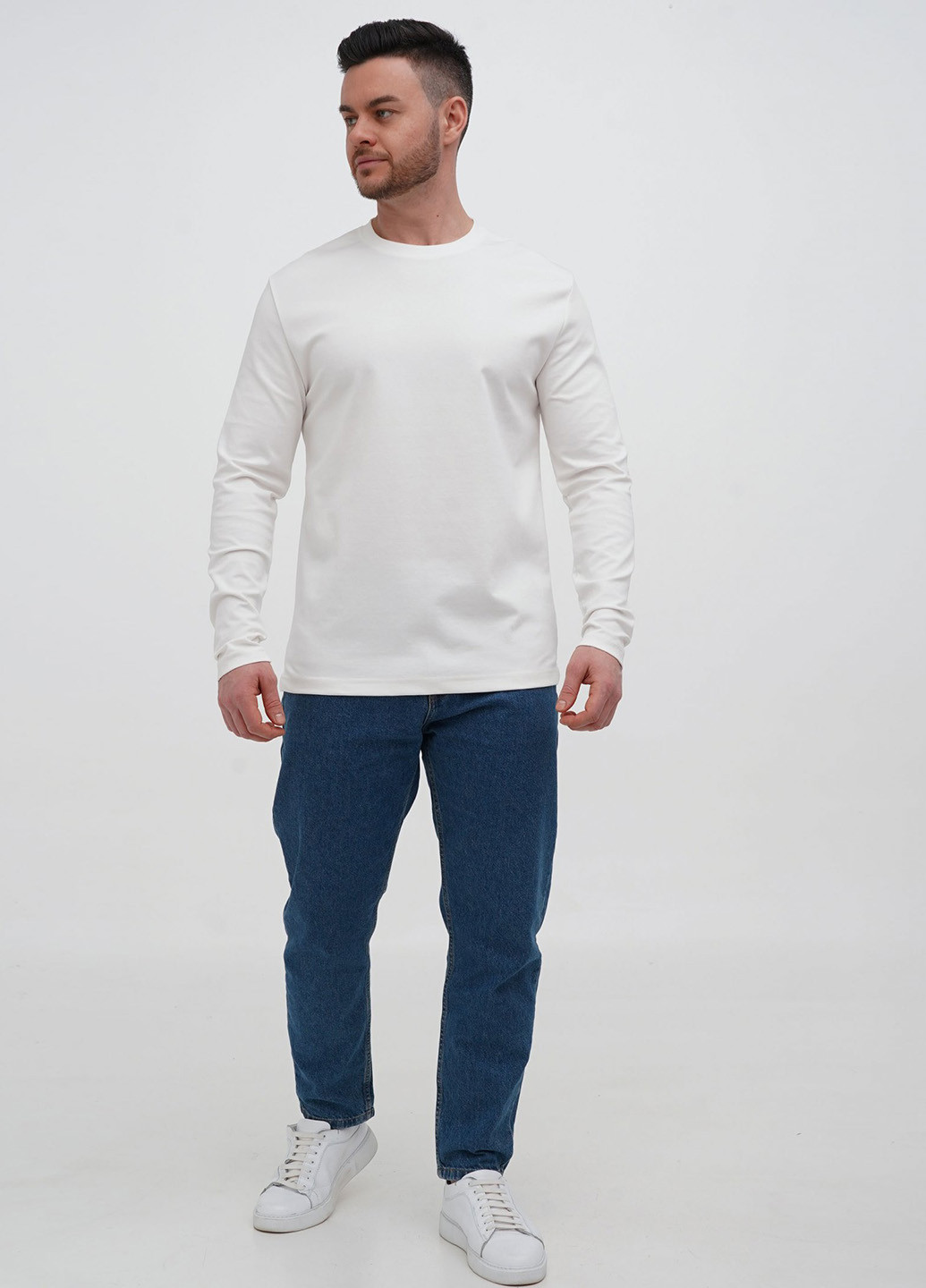 Белый демисезонный кэжуал лонгслив Trend Collection однотонный