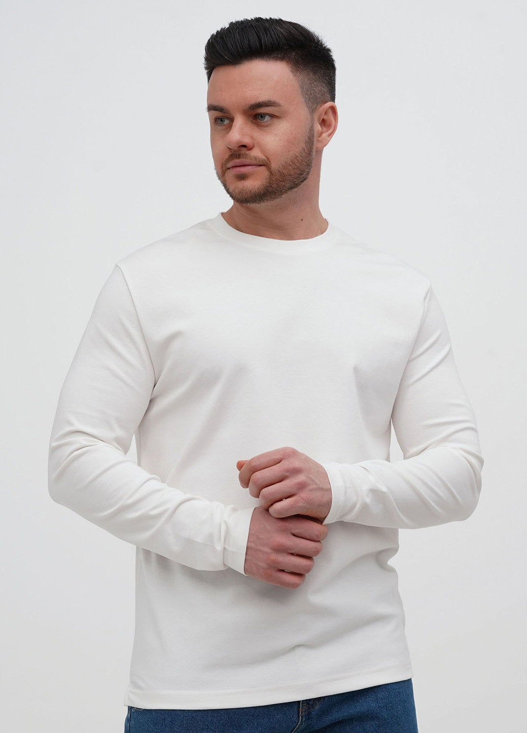 Белый демисезонный кэжуал лонгслив Trend Collection однотонный